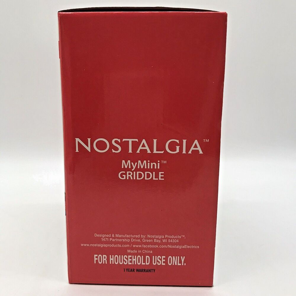 NOB Nostalgia My Mini 5" Non-Stick Surface Red Griddle Burgers Pancakes Omelets - Picture 5 of 12
